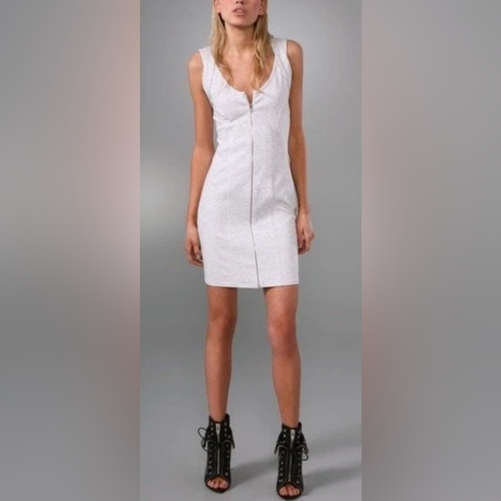Alexander Wang Ponte Criss Cross Mini Heather Gray Dress SZ4 $560